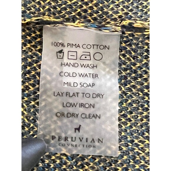 Peruvian Connection Printmaker Jacquard Knit Cardigan Pima Cotton Gold/Black XL - Picture 6 of 6
